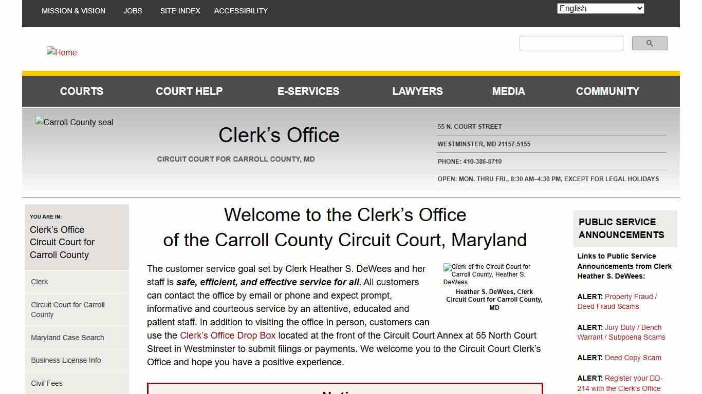 Welcome to the Clerk’s Office of the Carroll County Circuit Court, Maryland Maryland Courts
