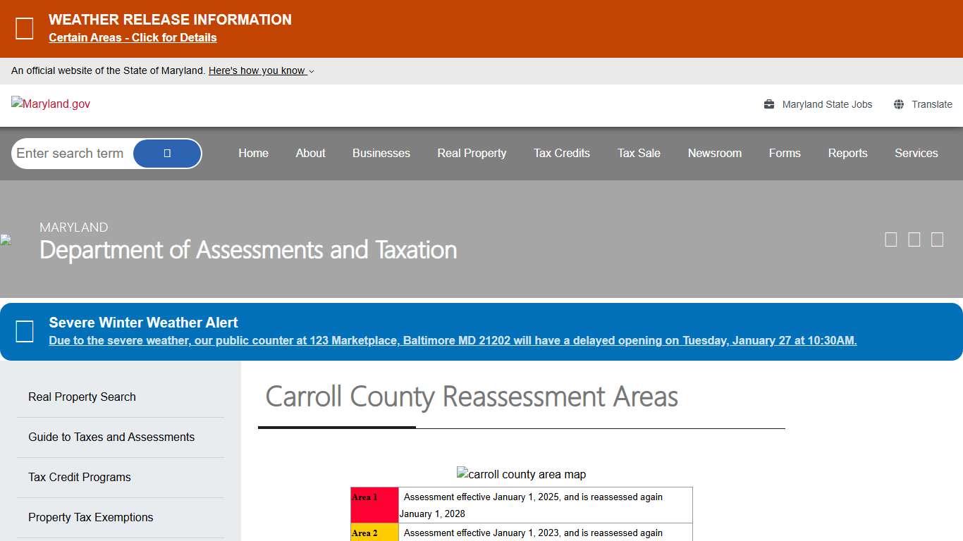 Carroll County Reassessment Areas